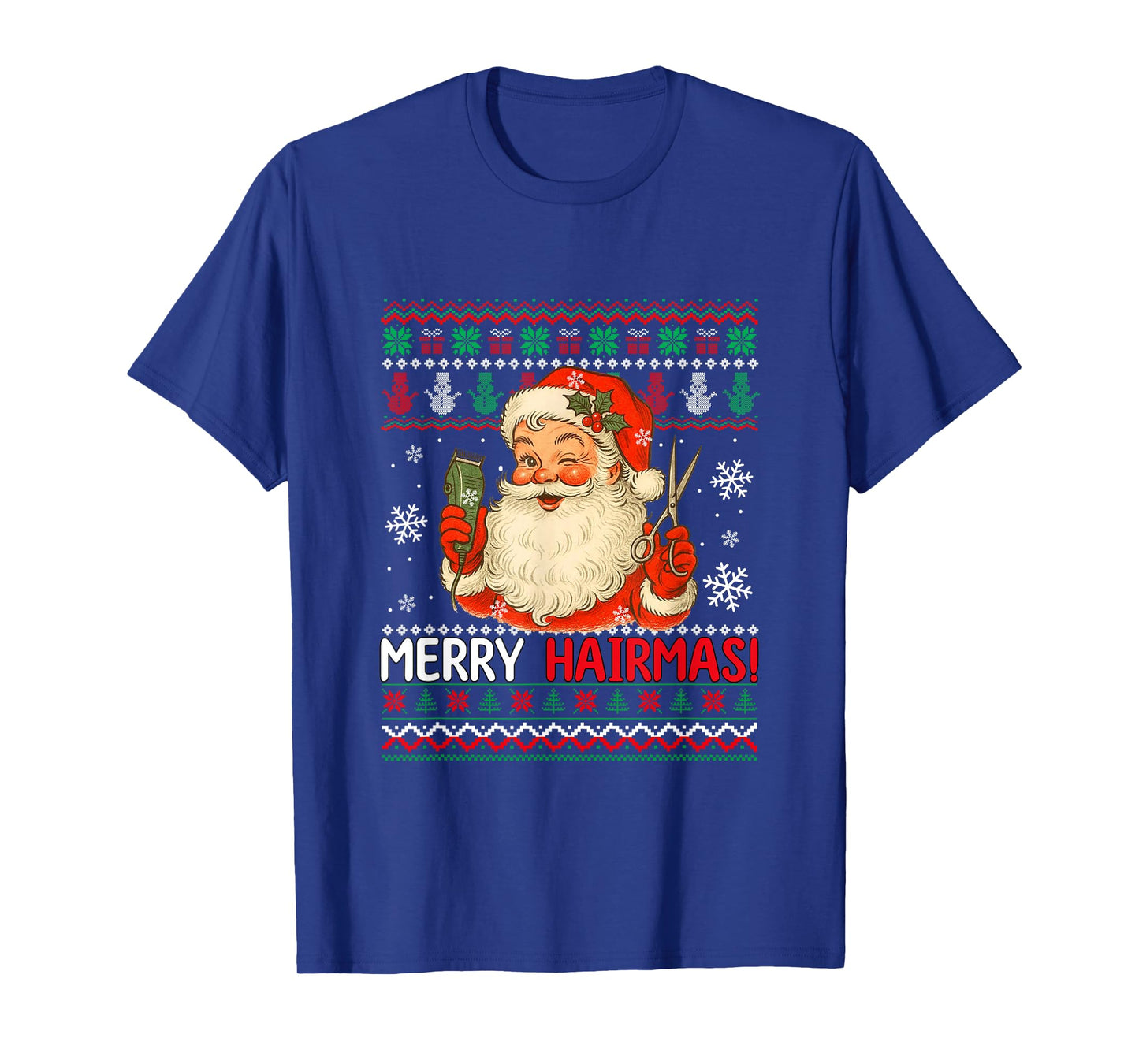 Merry Hairmas Christmas Sweater Santa Hairstylist Barber T-Shirt
