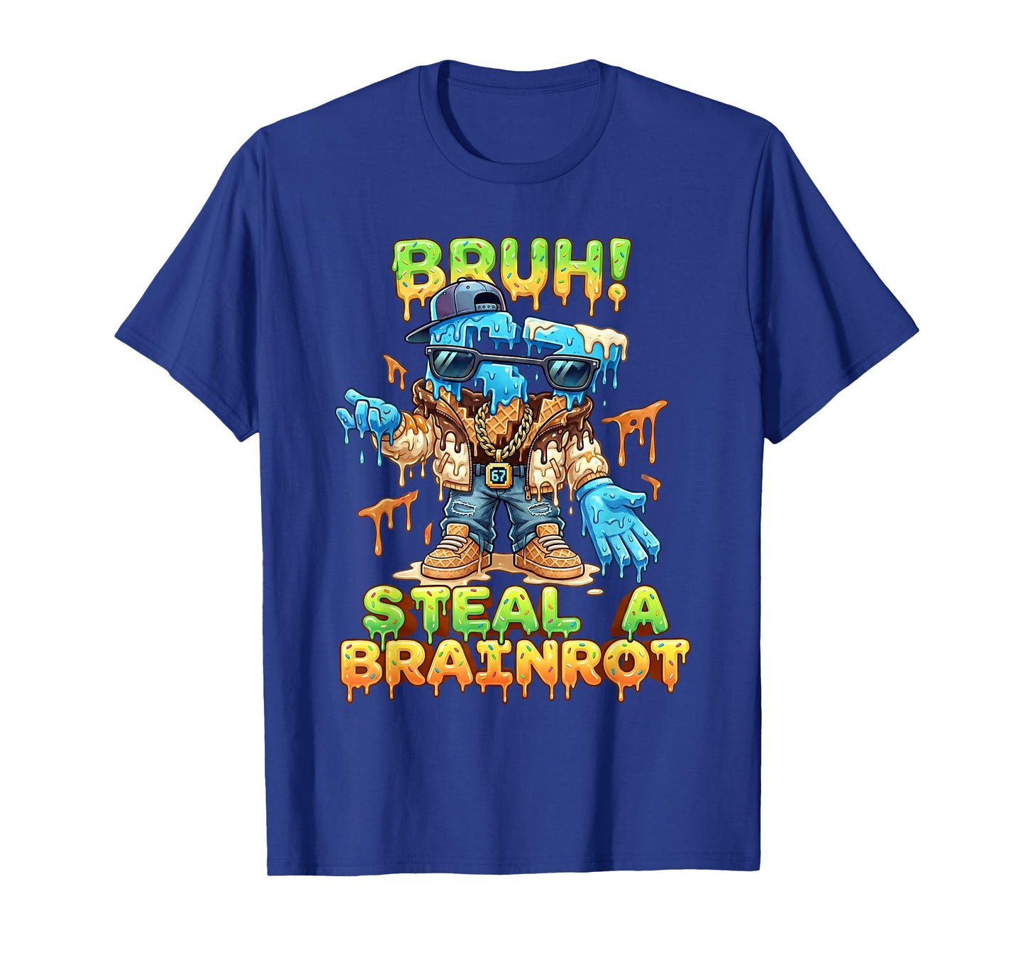 Funny Six Seven Meme - Bruh Steal A Brainrot - Funny 67 T-Shirt