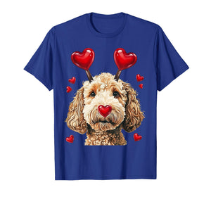 Golden Doodle Love Heart Cute Valentine Golden Doodle Dog T-Shirt