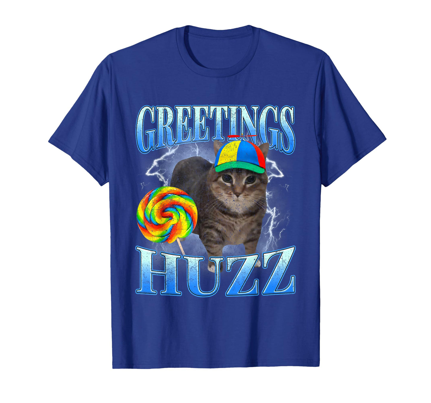 Y2K Lollipop Cat Meme Greetings Huzz Funny Gen Z Alpha Slang T-Shirt