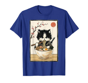 Samurai Cat Japanese Art Ramen Novelty Kawaii Funny Cat T-Shirt