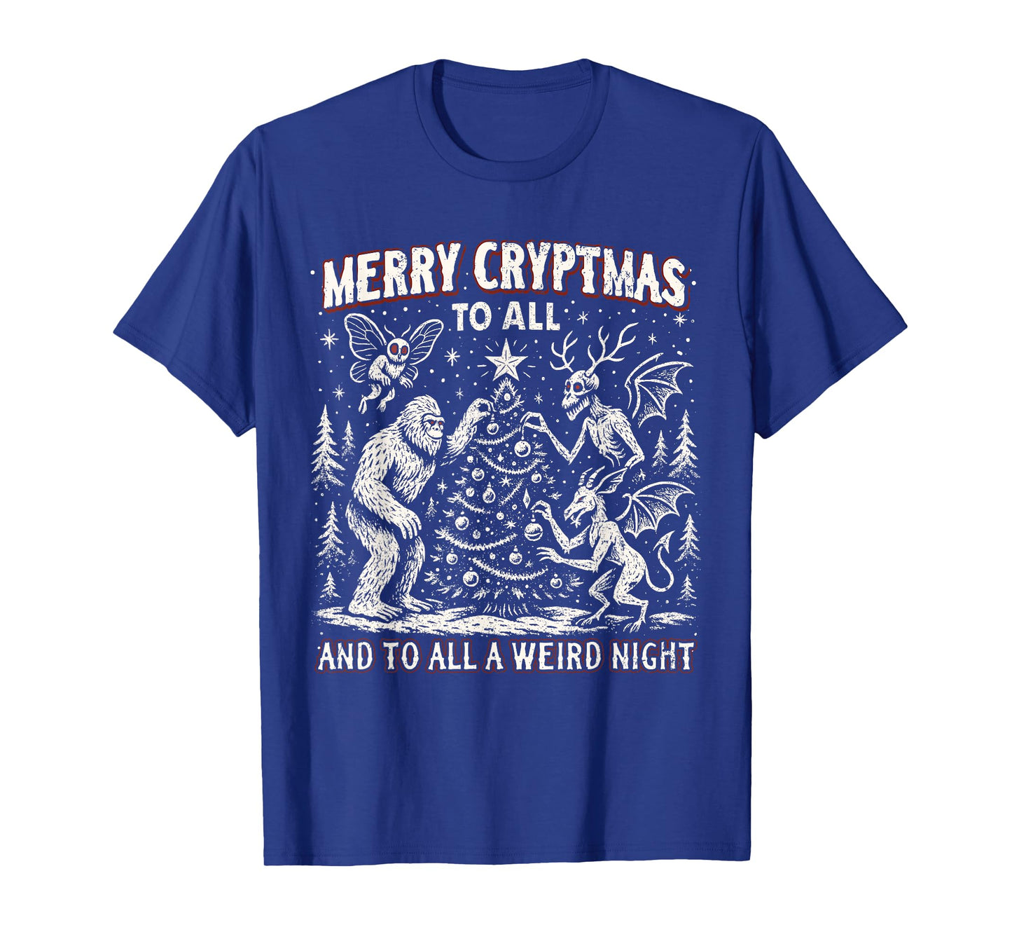 Merry Cryptmas Weird Night Cryptid Holiday Art T-Shirt
