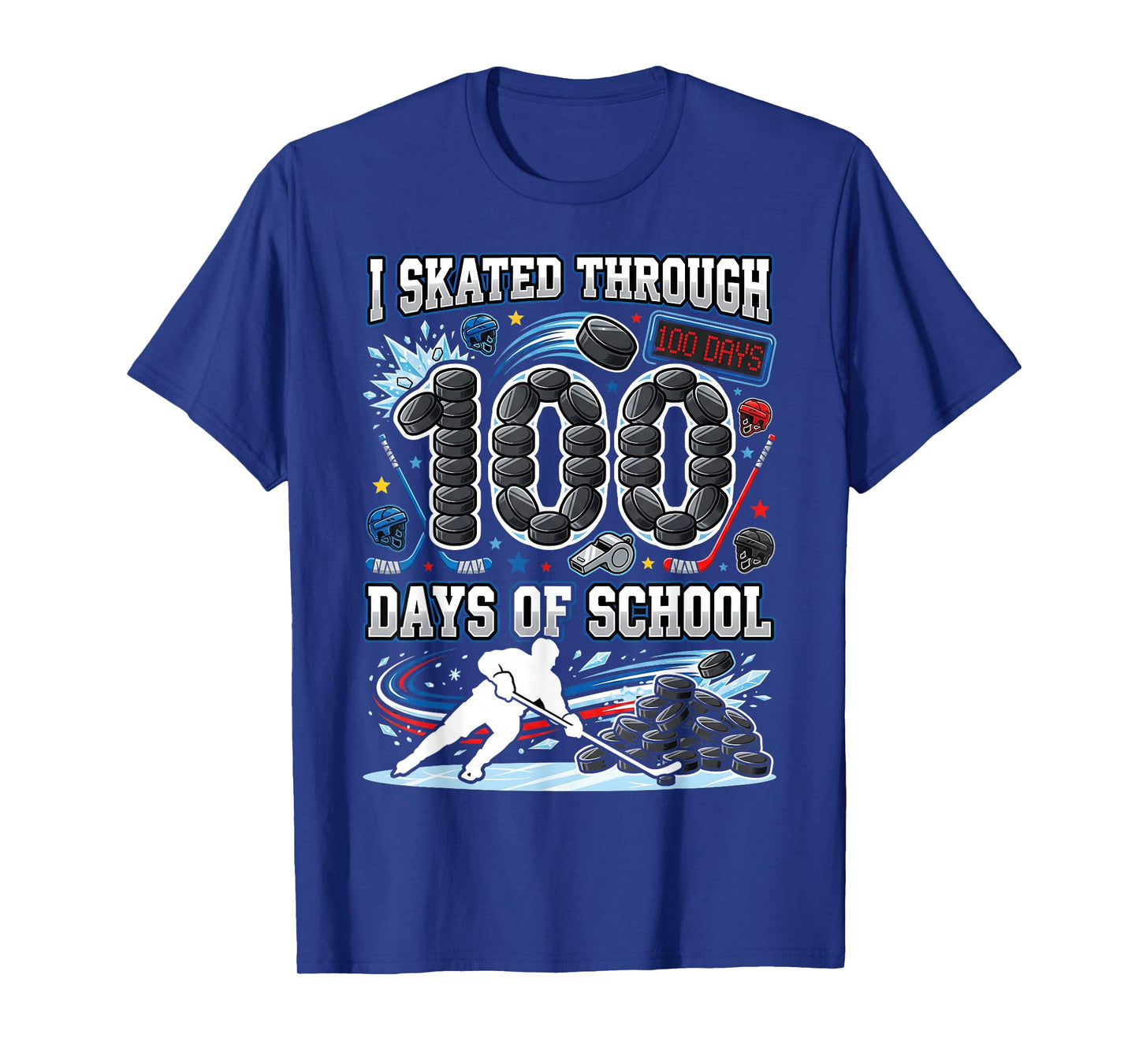 I Skated Through 100 Days of School Ice Hockey 100th Days T-Shirt