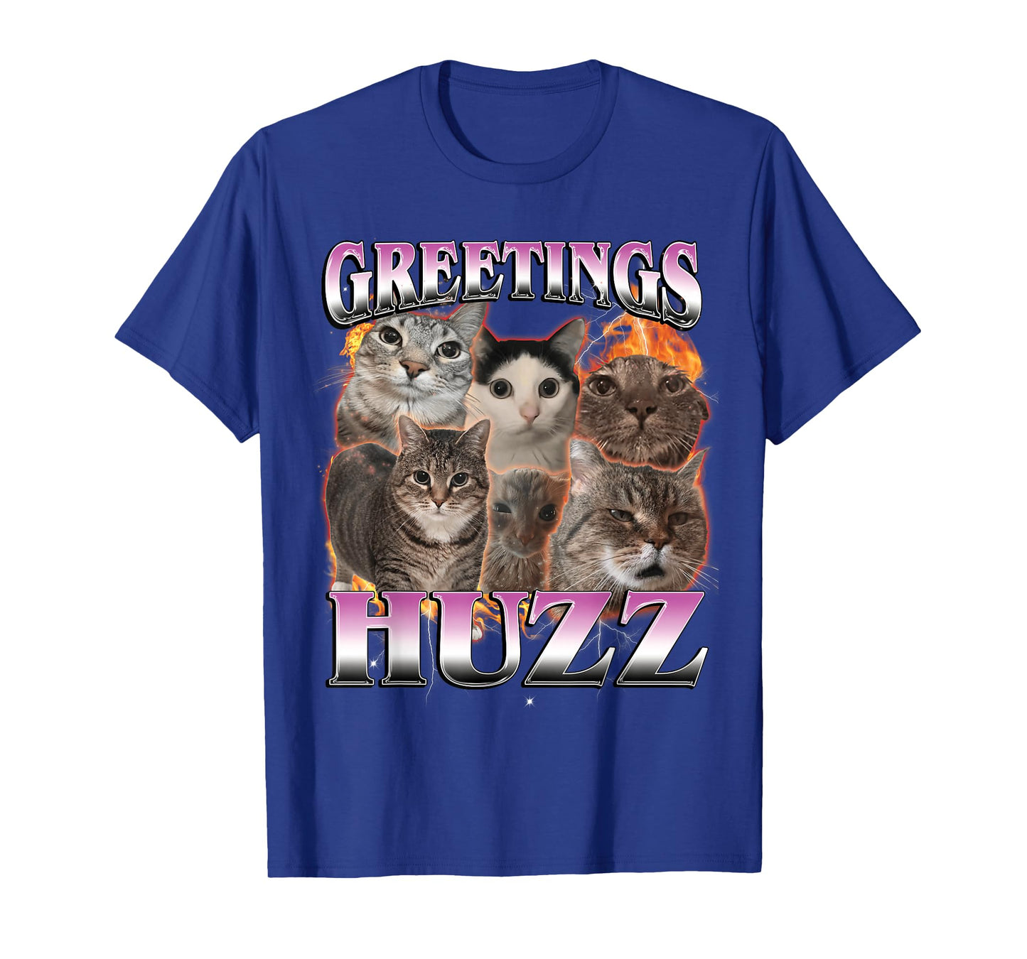 Greetings Huzz Funny Stupid Dank Cat Meme Bootleg Graphic T-Shirt