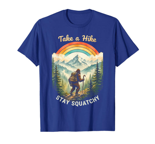 Bigfoot Hiking Vintage Rainbow Take A Hike Stay Squatchy T-Shirt