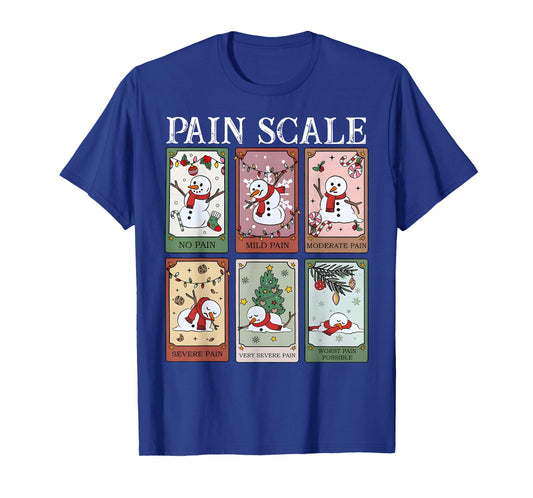 Pain Scale Snowman Funny Nurse Christmas ICU Nurse T-Shirt