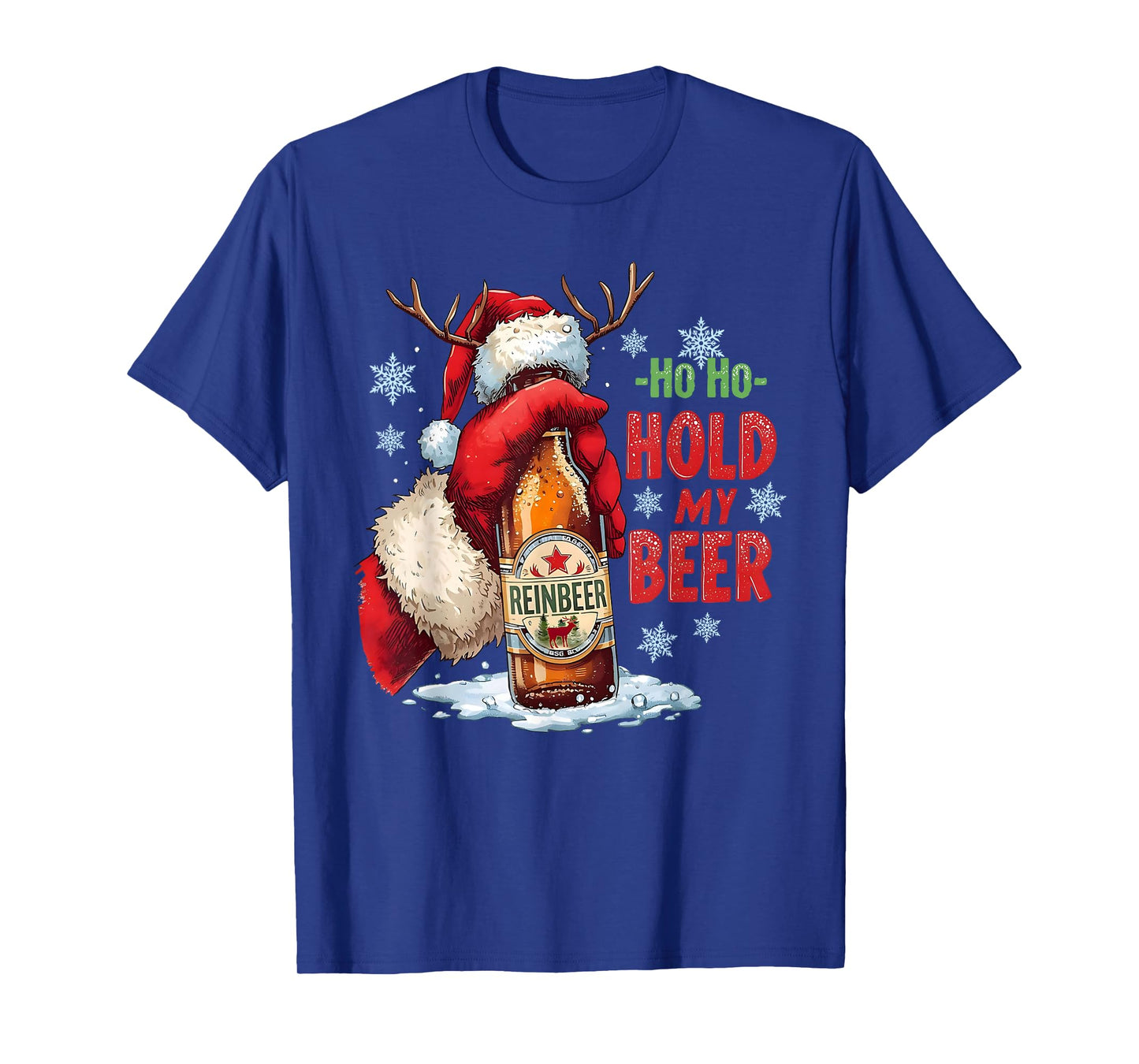 Ho Hold My Beer Funny Santa Holding Beer Christmas Drinking T-Shirt