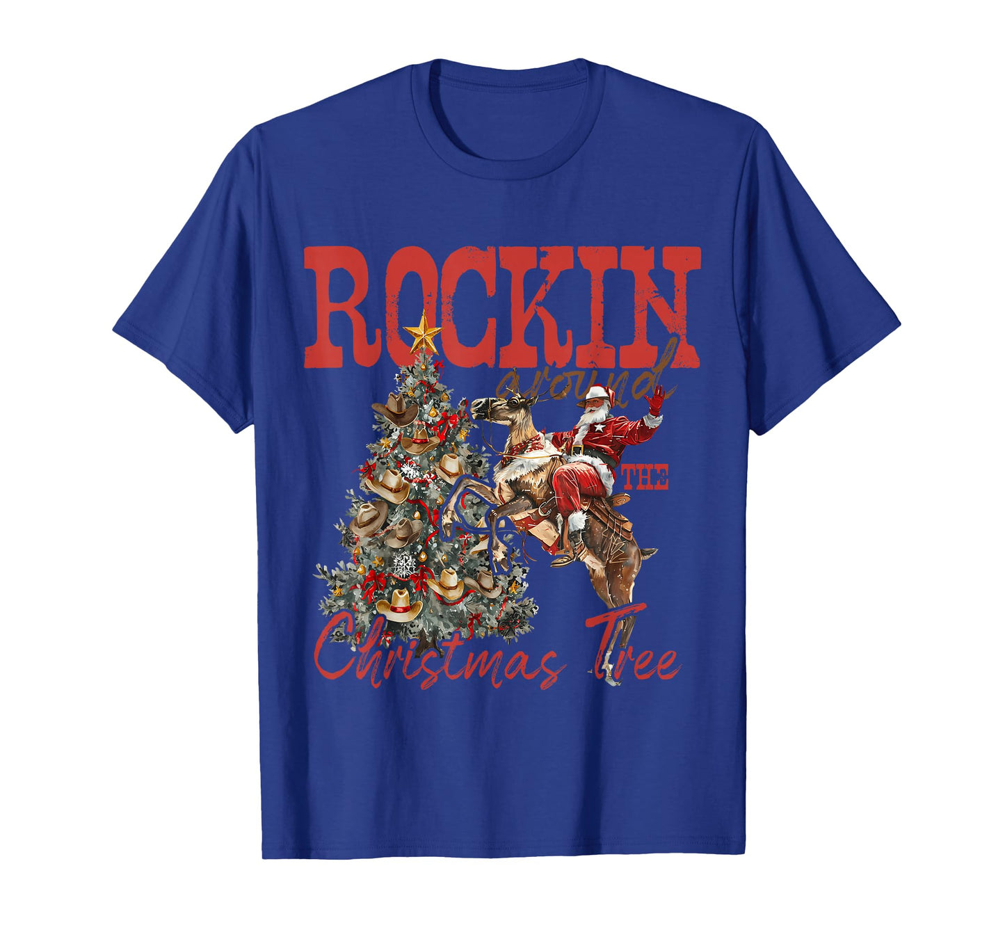 Rockin' Around Christmas Cowboy Tree Santa Ride Horse Pajama T-Shirt