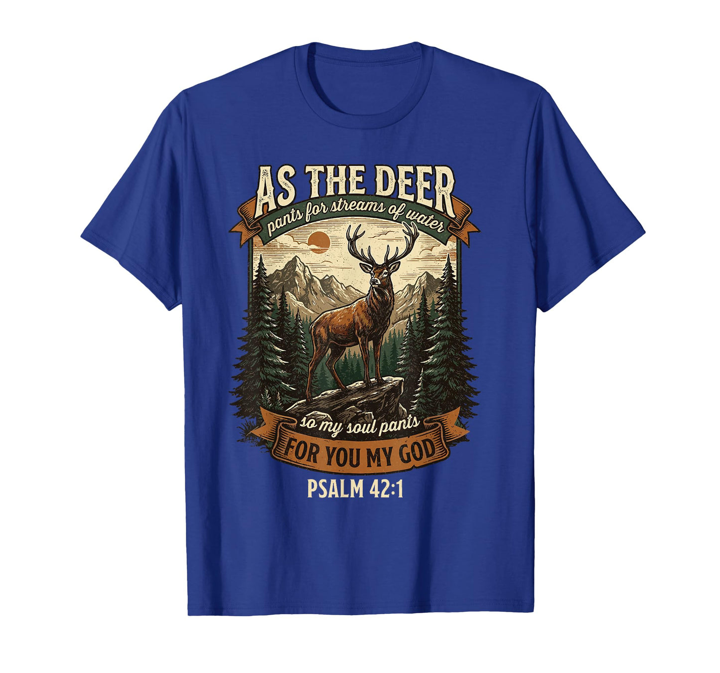 As The Deer Bible Verse for Christian Man Psalm 42:1 T-Shirt