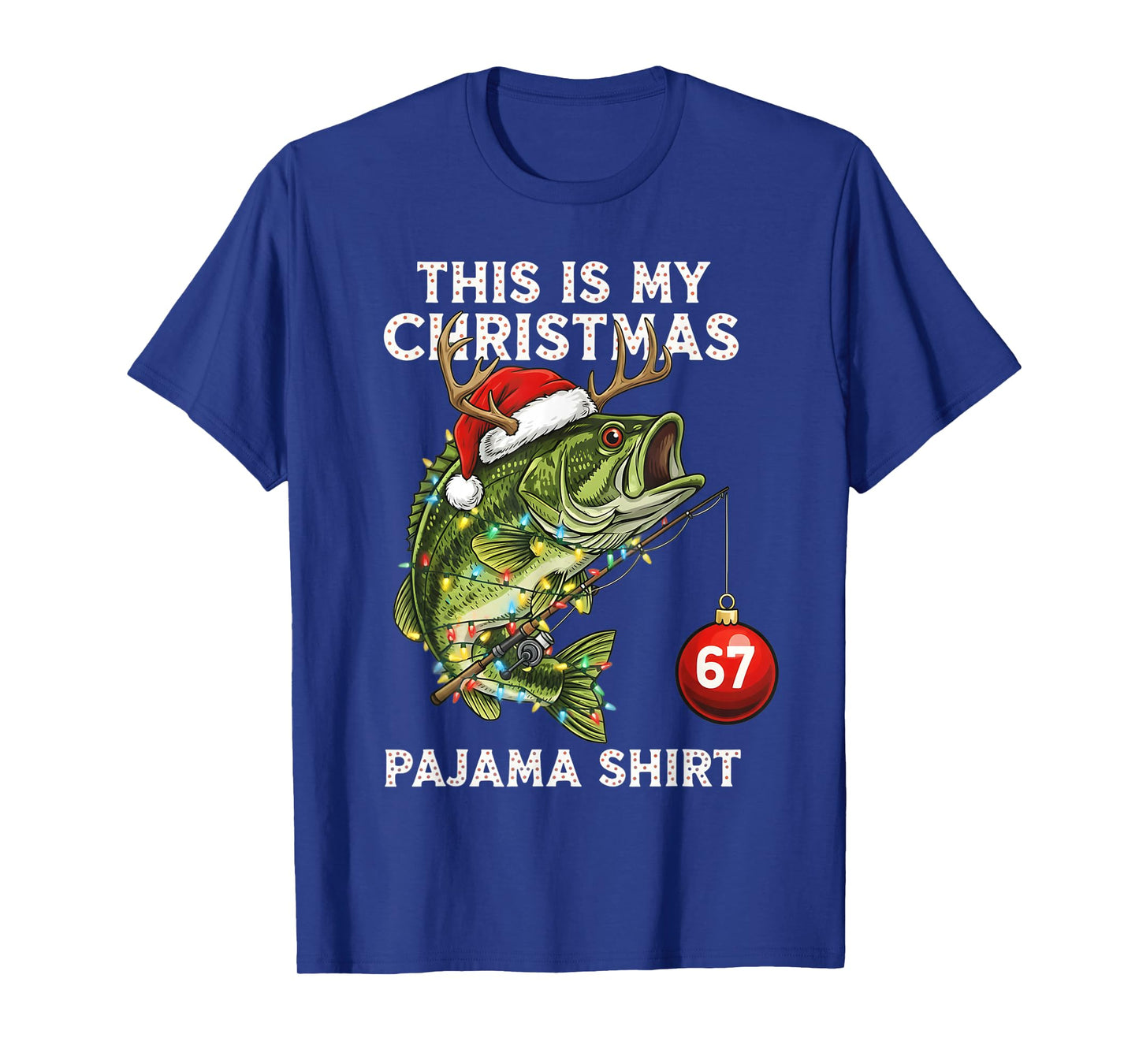 This is My Christmas Pajama Bass Fish Santa Hat Toddler Boys T-Shirt