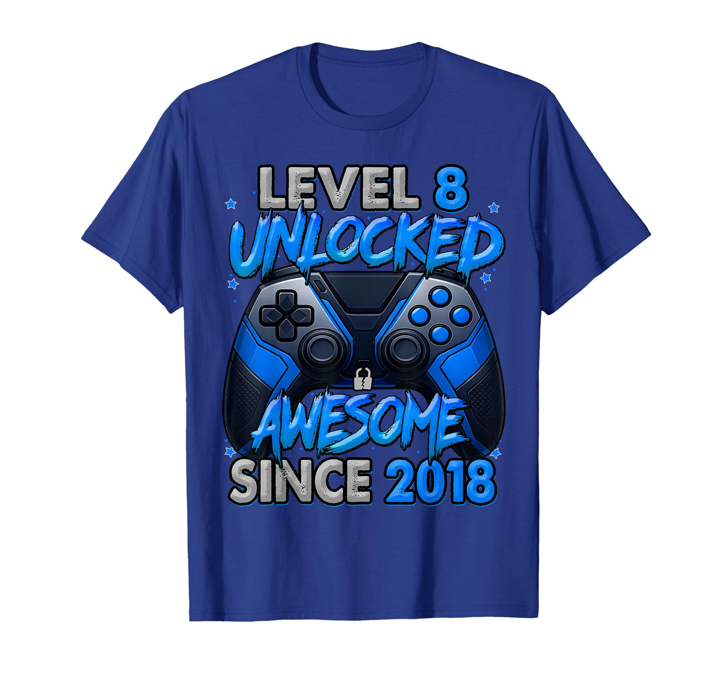 Level 8 Unlocked Awesome Since 2018 8th Birthday Gaming T-Shirt
