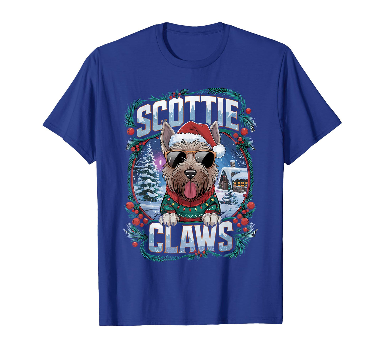 Christmas Top Santa Scottie Claws Dog Owner Scottish Terrier T-Shirt