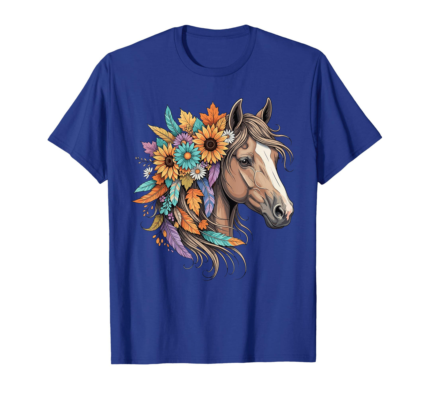 Floral Wild Horse Country Horse Riding Women Girls T-Shirt