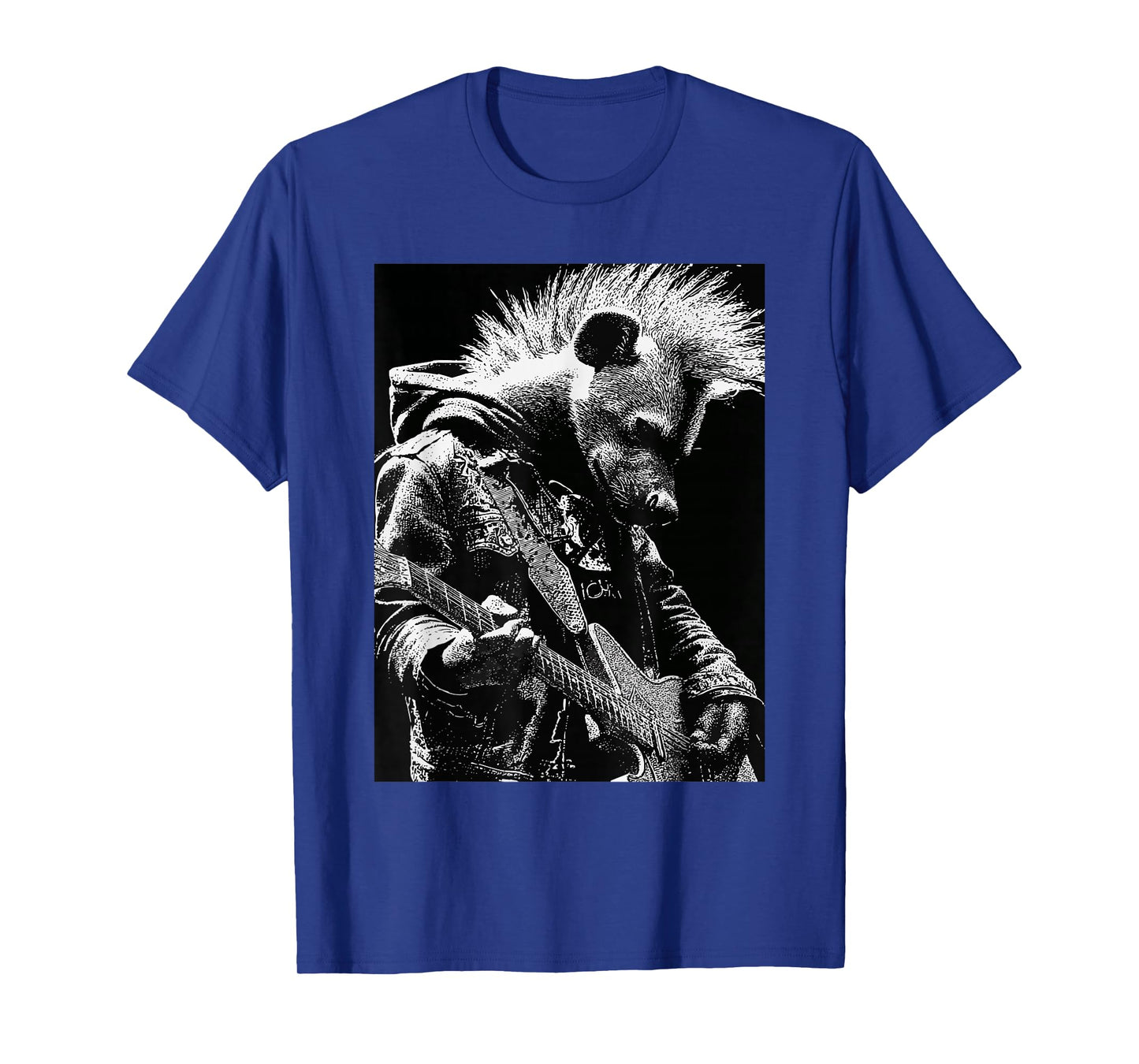 Hyena with Guitar Rocker Animal Punk Grunge Aesthetic T-Shirt