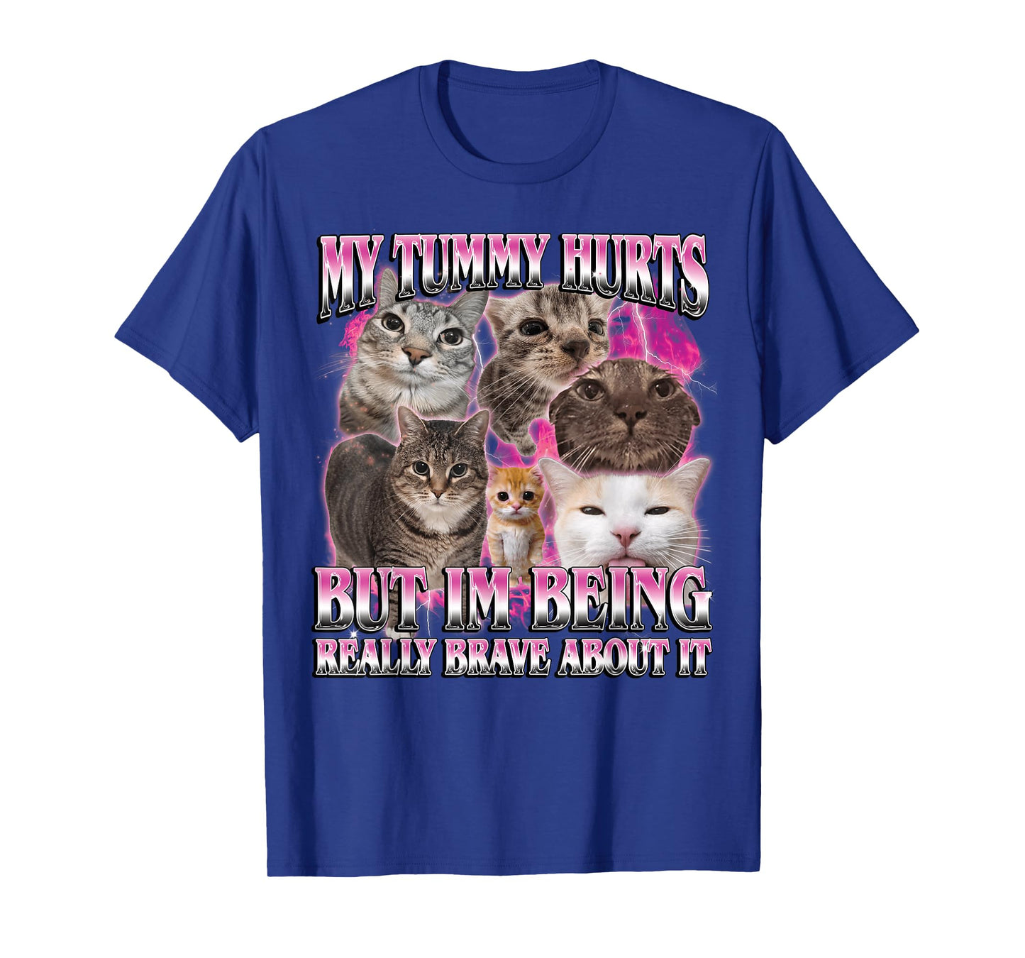 My Tummy Hurts Funny Brainrot Stupid Dank Cat Meme Graphic T-Shirt