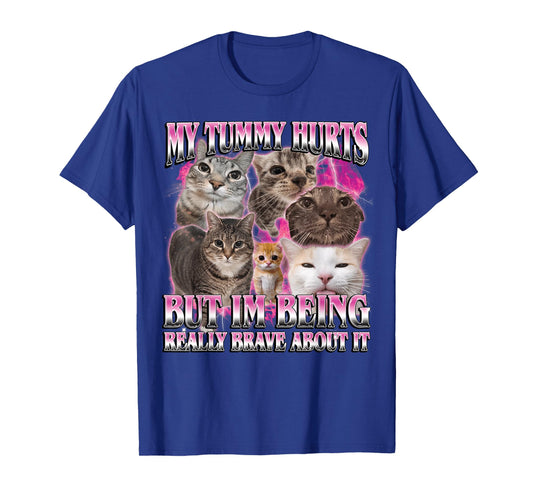 My Tummy Hurts Funny Brainrot Stupid Dank Cat Meme Graphic T-Shirt