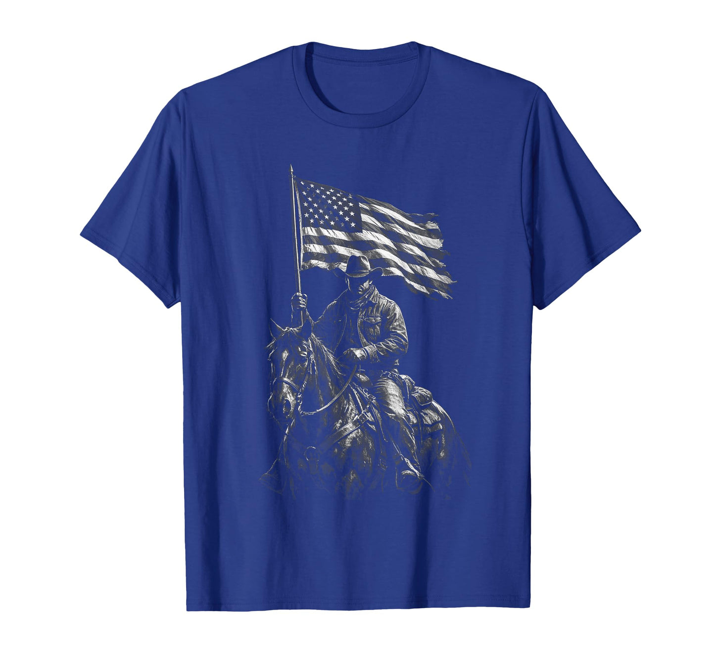 Patriotic Western Cowboy on Horse – American Pride Art T-Shirt