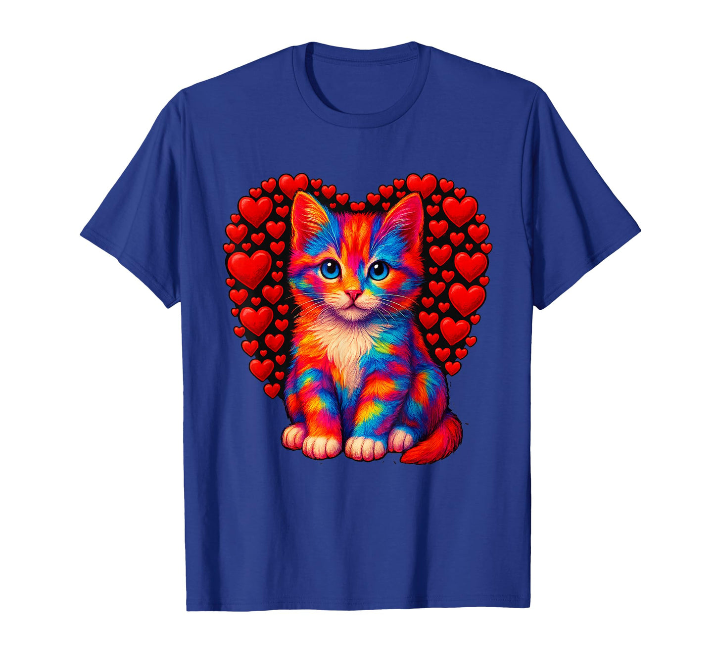 Cute Multicolor Cat Heart Valentines Day for Kitties Lovers T-Shirt