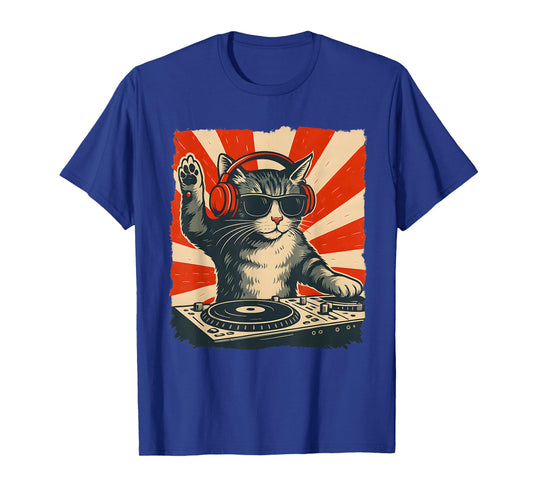 DJ Cat Funny Vintage Style Music Cat T-Shirt