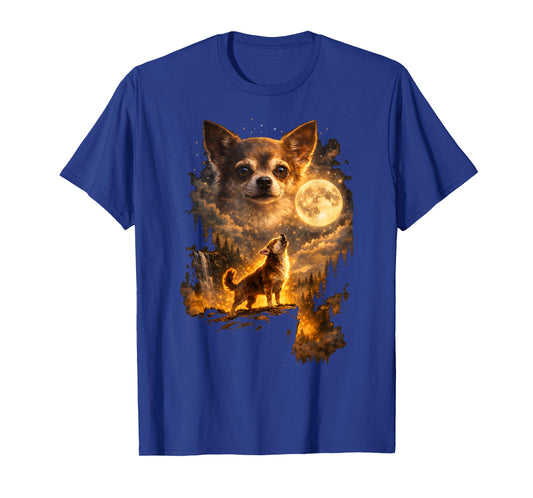 Chihuahua Howling to The Moon Funny Vintage Chihuahua Dog T-Shirt