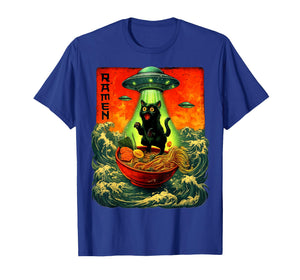 Alien Ramen Cat UFO Japanese Retro Art Gifts Men Women Kid T-Shirt