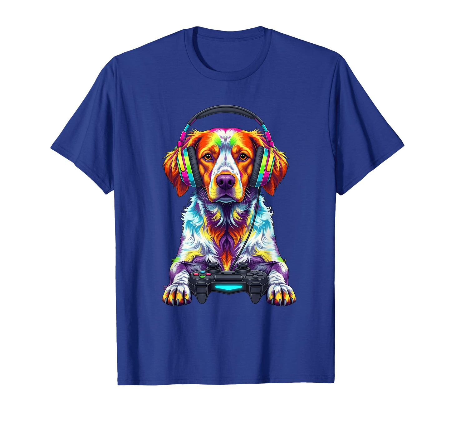 Colorful Brittany Spaniel Video Game Gamer Dog Zoo Design T-Shirt
