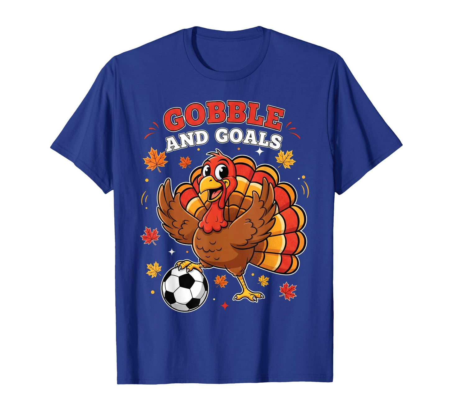 Kid Fall Boy Thanksgiving Soccer Turkey Men Gobble and Goals T-Shirt