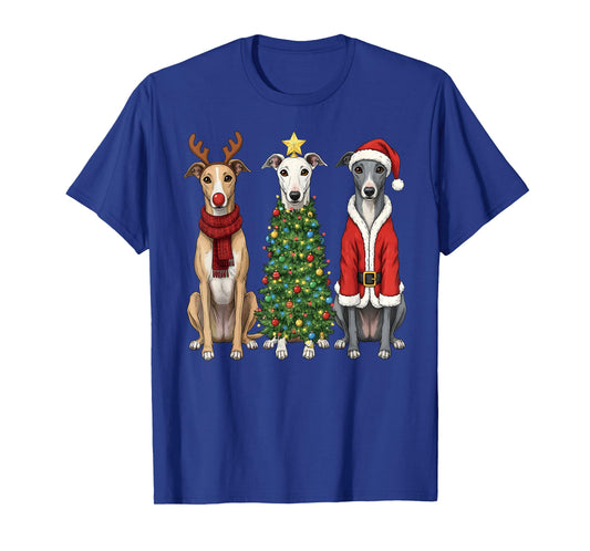 Retro Christmas Greyhound Santa Reindeer Dog Lover T-Shirt