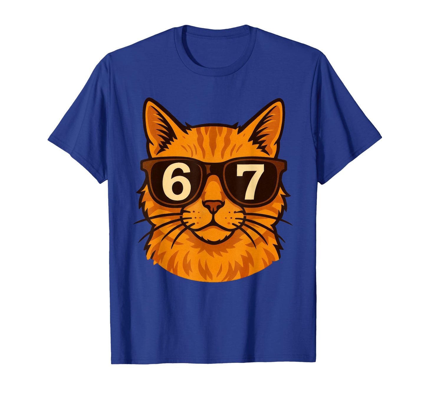 Funny Orange Cat Sunglasses 67 Six Seven Meme T-Shirt
