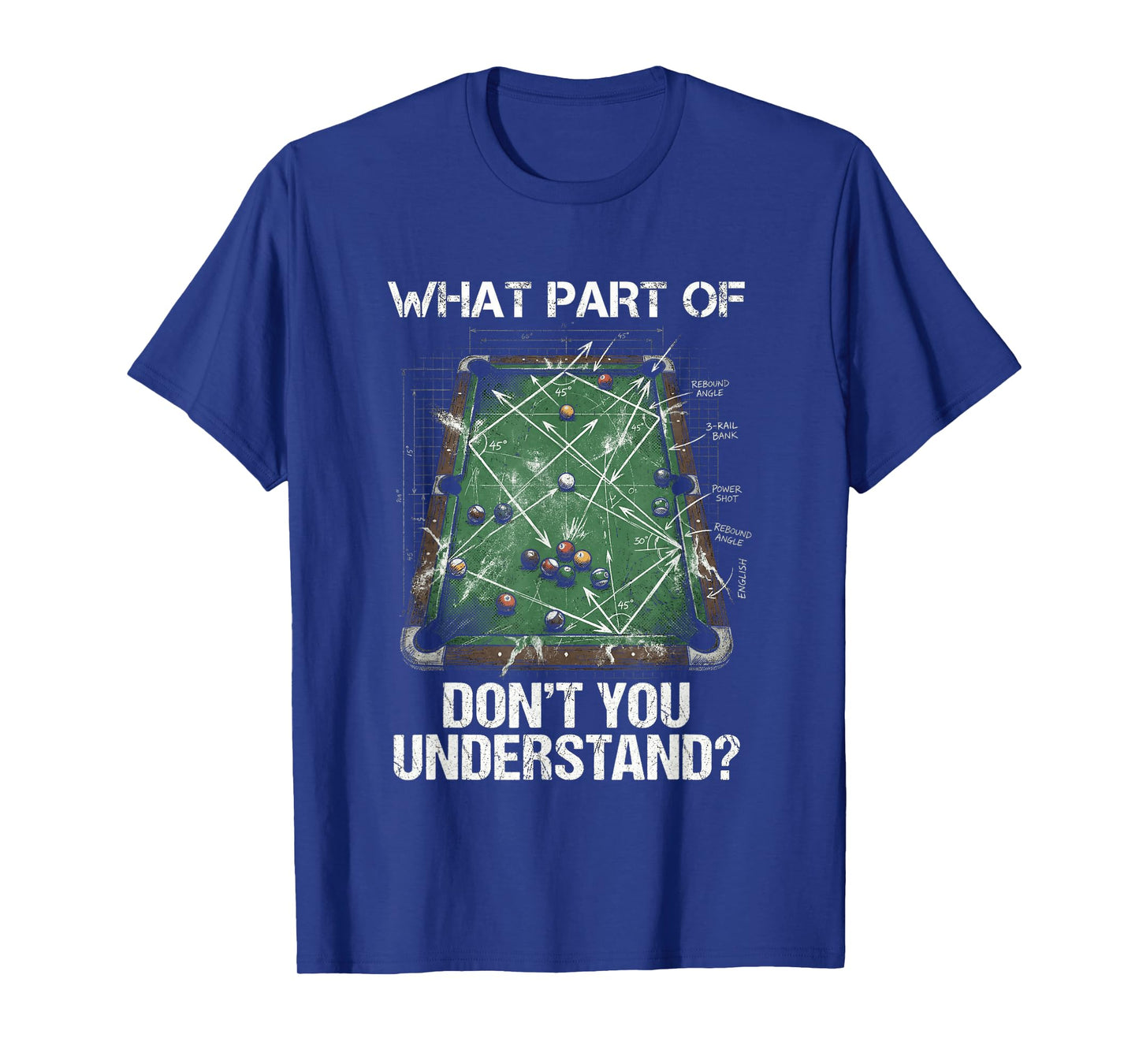 Pool Table Cue Sports Humor Funny Billiards Blueprint T-Shirt