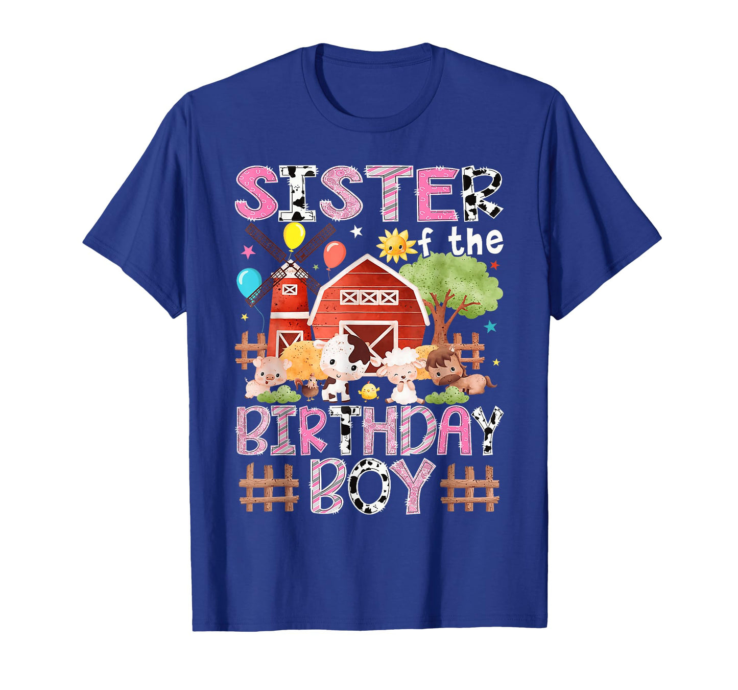 Sister of The Birthday Boy Farm Animals Matching T-Shirt