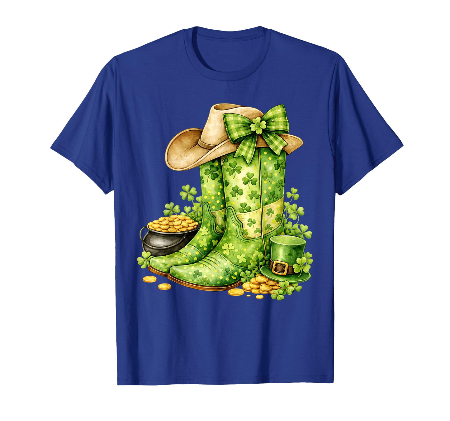 Retro Western Cowboy Boots Cowgirl St Patricks Day for Women T-Shirt