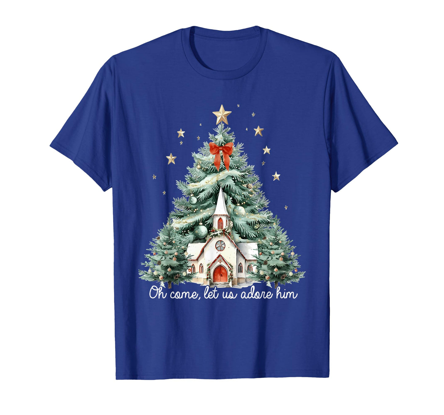 Oh Come Let Us Adore Him Christian Jesus Christmas Pajamas T-Shirt