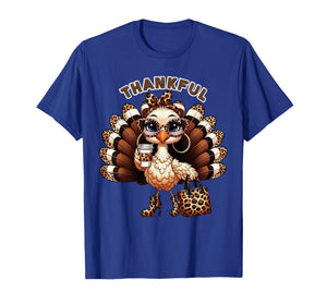 Leopard Thankful Chic Turkey Bougie Glam Thanksgiving T-Shirt