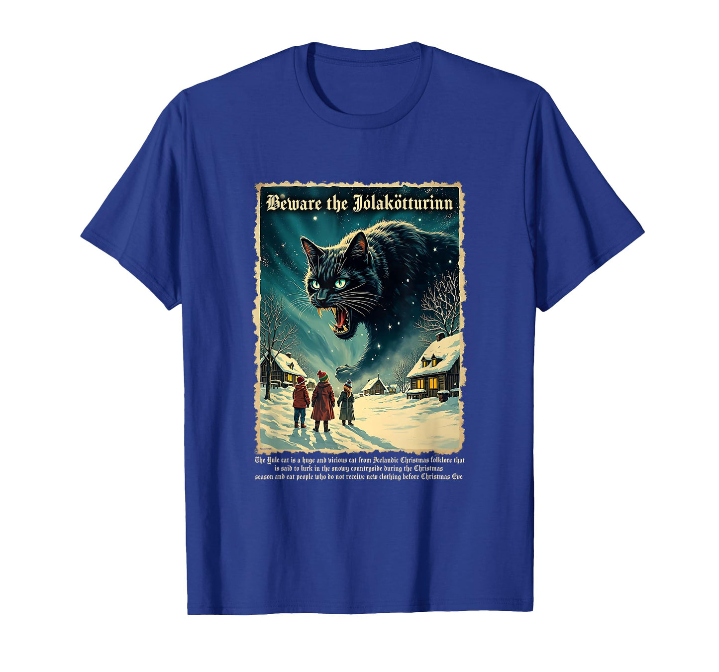 Vintage Yule Cat Beware Jolakotturinn Icelandic Christmas T-Shirt