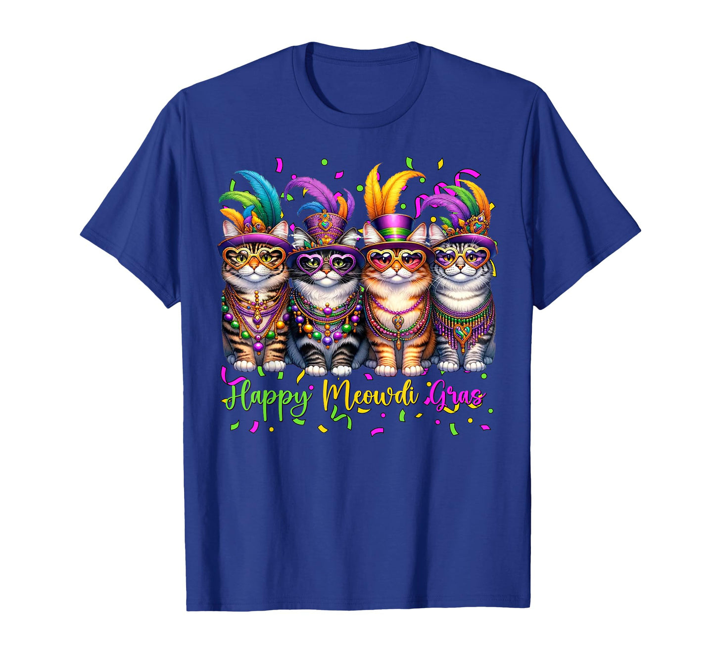 Mardi Gras Carnival Cat Mask Happy Meowdi Gras Cat Lover T-Shirt