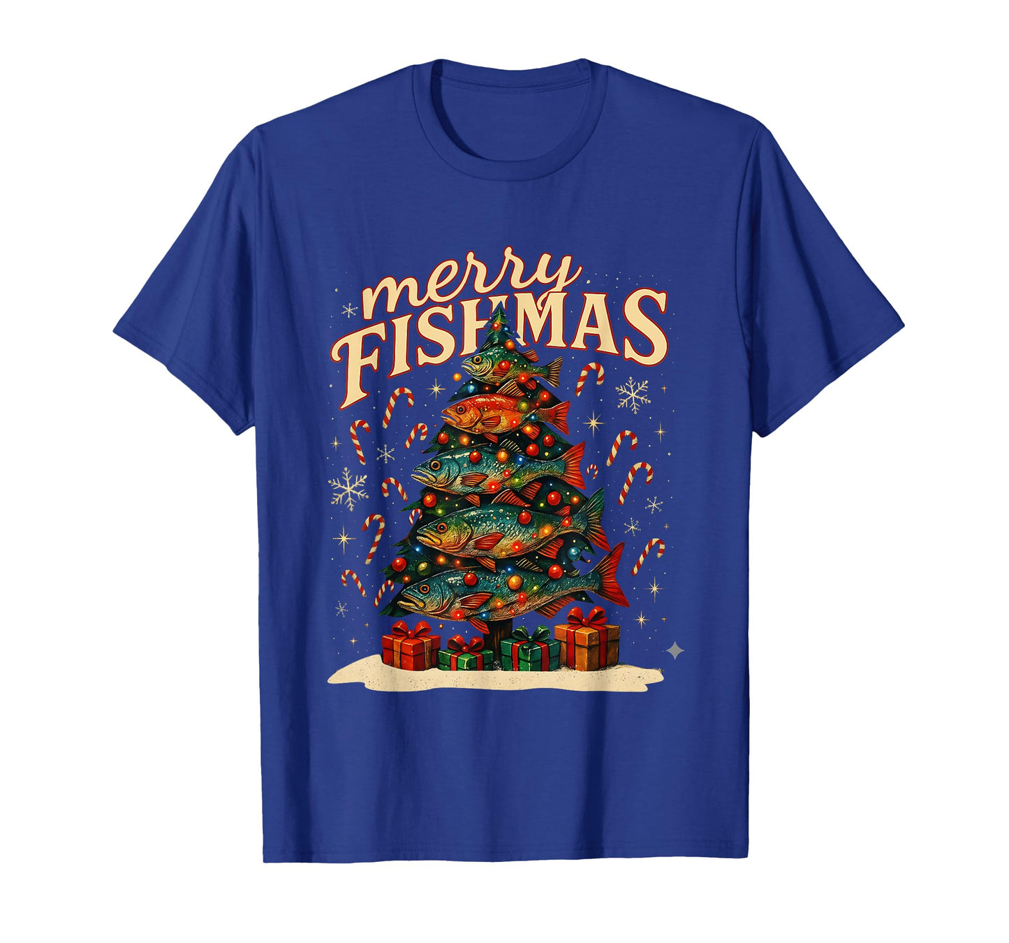 Merry Fishmas Funny Fishing Christmas Design T-Shirt
