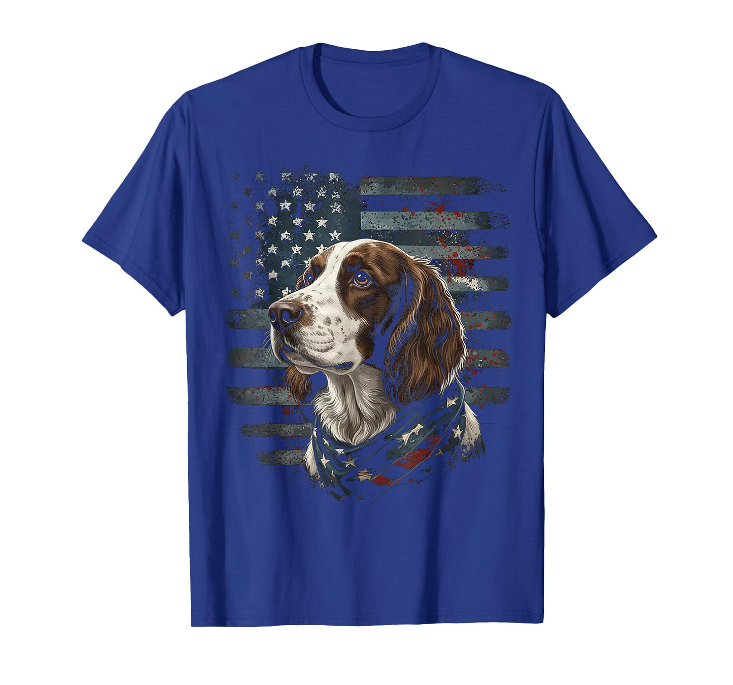 Springer Spaniel Dog American Flag Patriotic Vintage USA T-Shirt