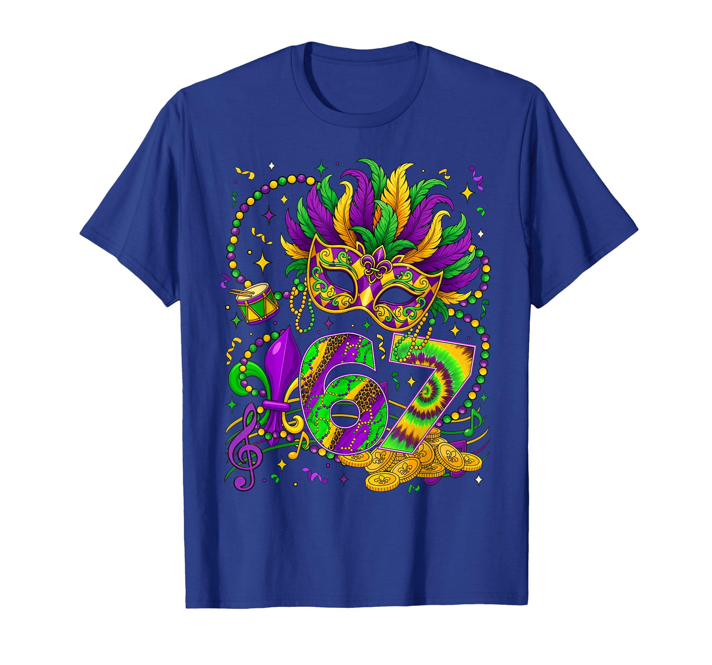 67 Mardi Gras 2026 Mask Fleur De Lis Fat Tuesday Men Women T-Shirt
