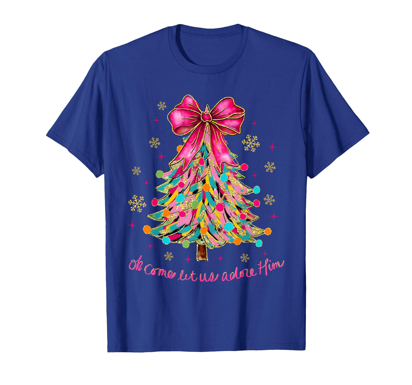 Oh Come Let Us Adore Him Jesus Christian Holiday Christmas T-Shirt