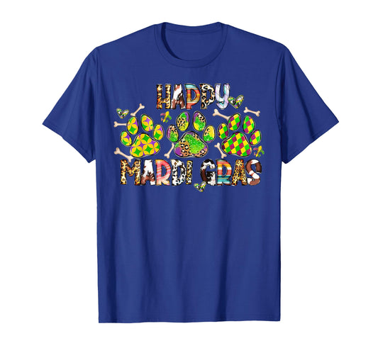 Paw Happy Mardi Gras Dog Lover Masquerade Festival Parade T-Shirt