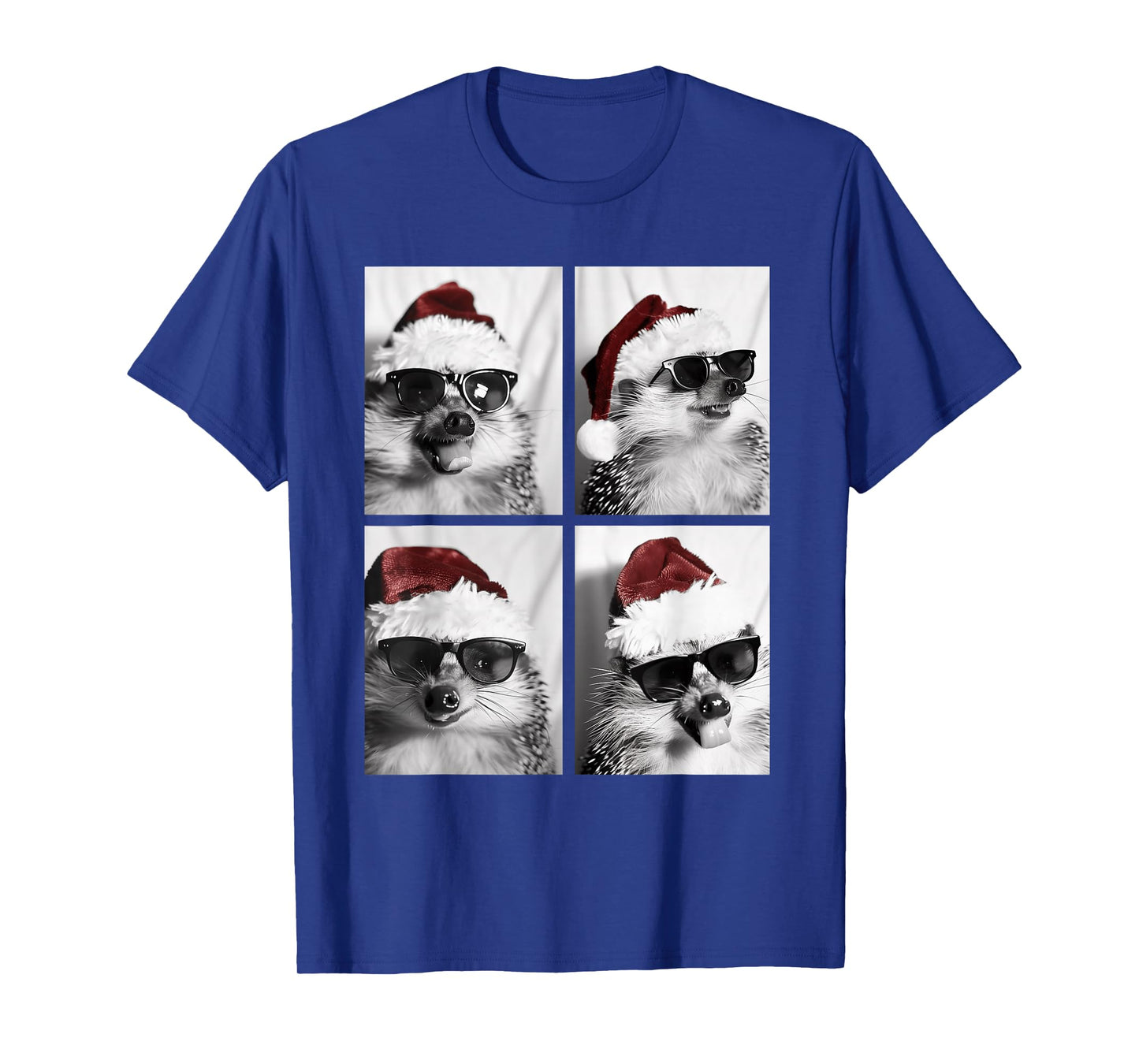 Funny Christmas Hedgehogs with Sunglasses Santa Hat Festive T-Shirt