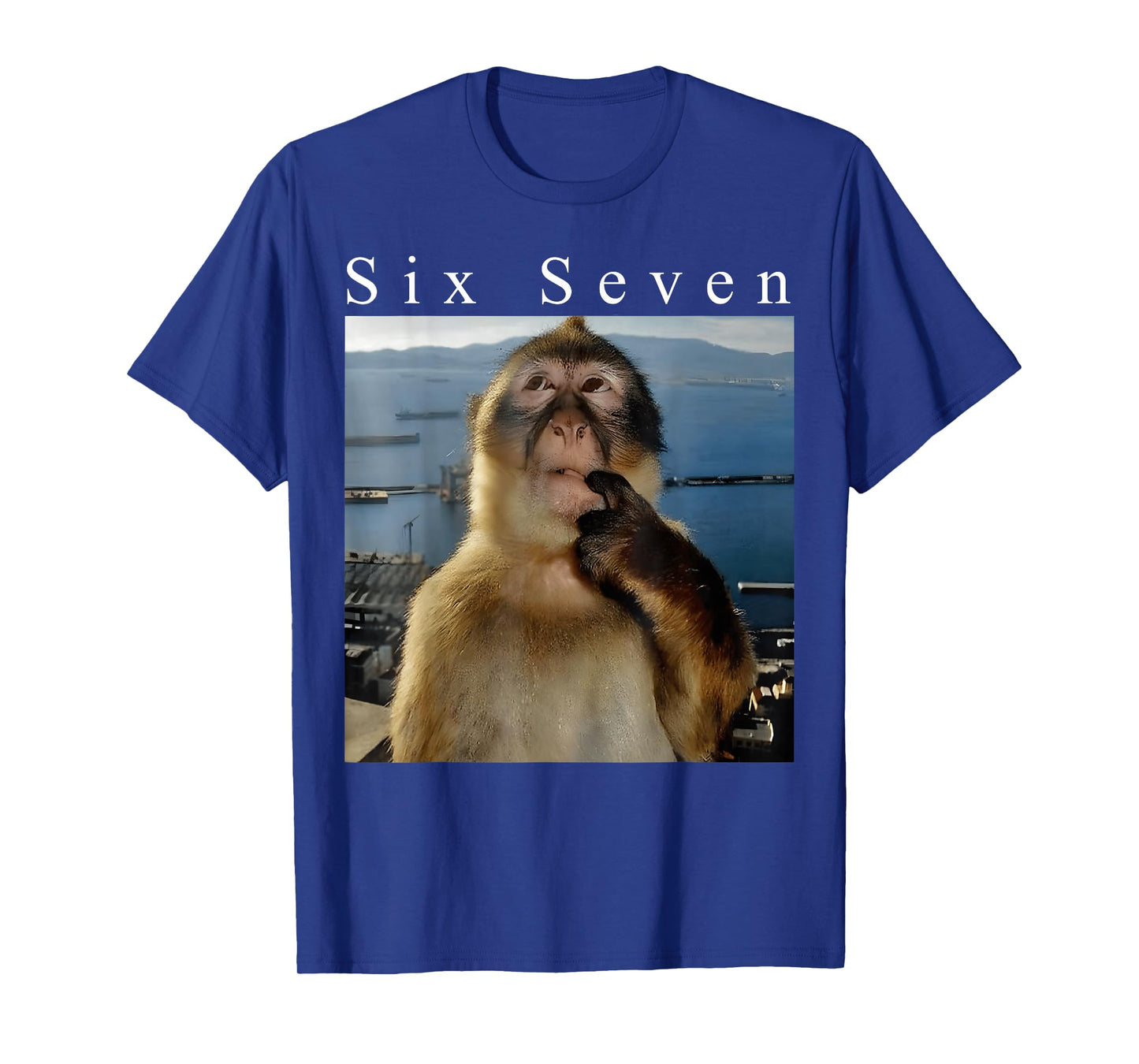 Six Seven Thinking Monkey Meme Humor Brainrot T-Shirt