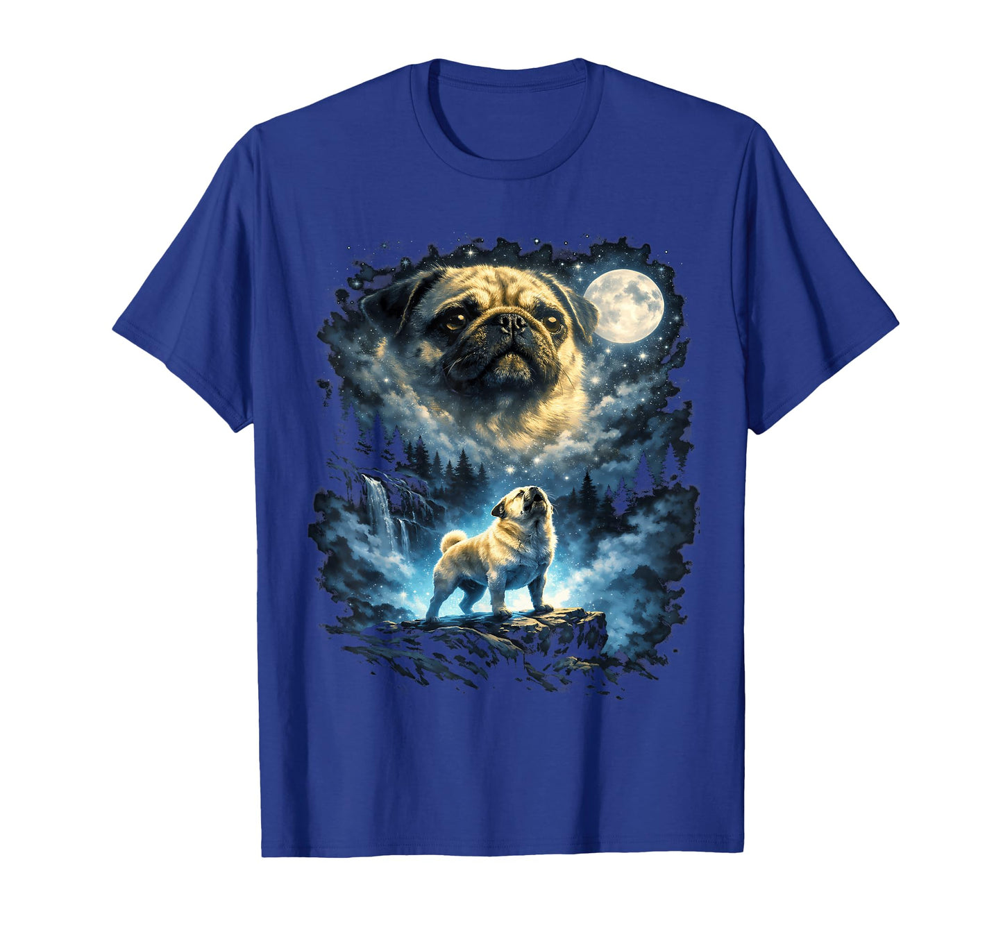 Pug Howling At Moon T-Shirt