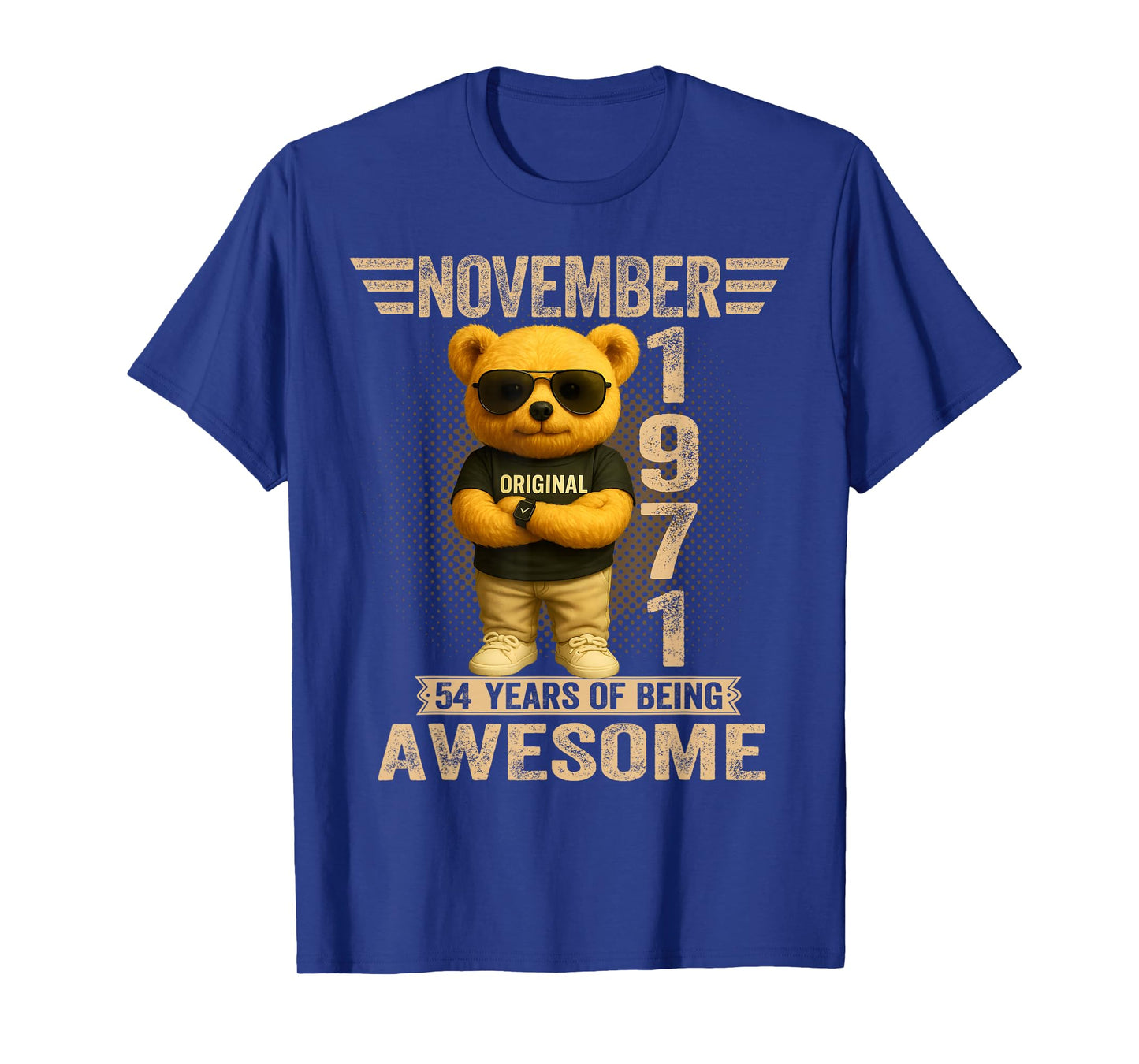 54 Year Old November 1971 Teddy Bear 54th Birthday Men Women T-Shirt