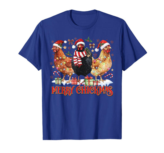 Chicken Christmas Merry Chickmas Santa Claus Hat Funny Xmas T-Shirt