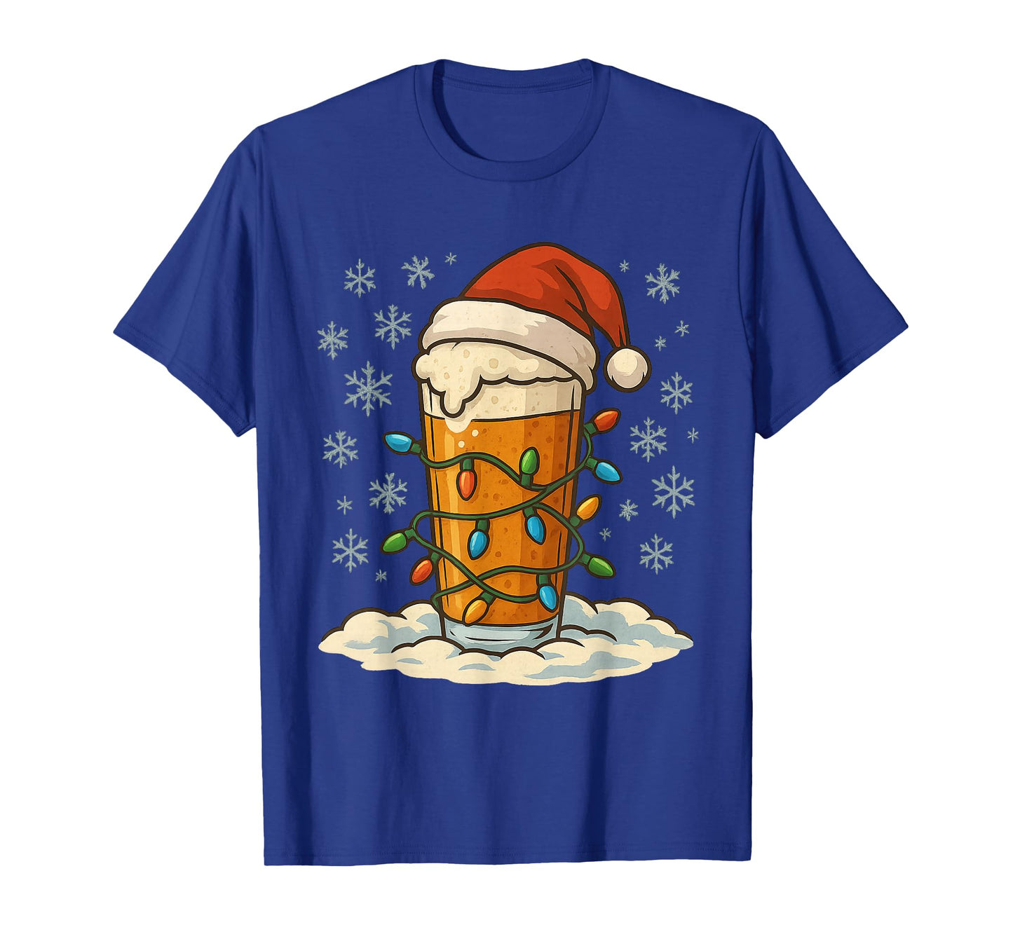 Fun Christmas Lights Wrapped On Print of Beer Glass Lover T-Shirt