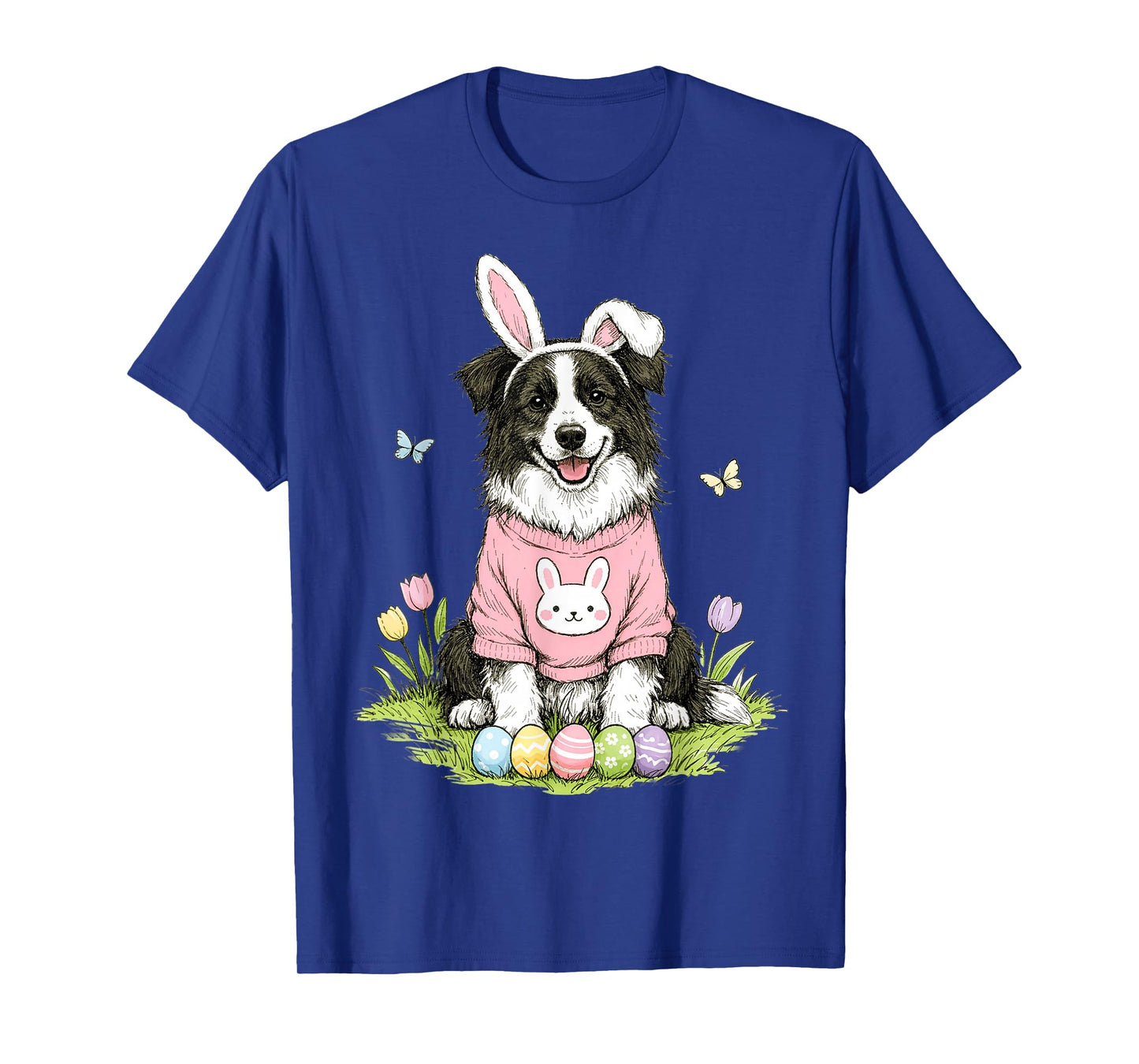 Easter Border Collie Dog Mom Spring Easter Bunny Eggs T-Shirt