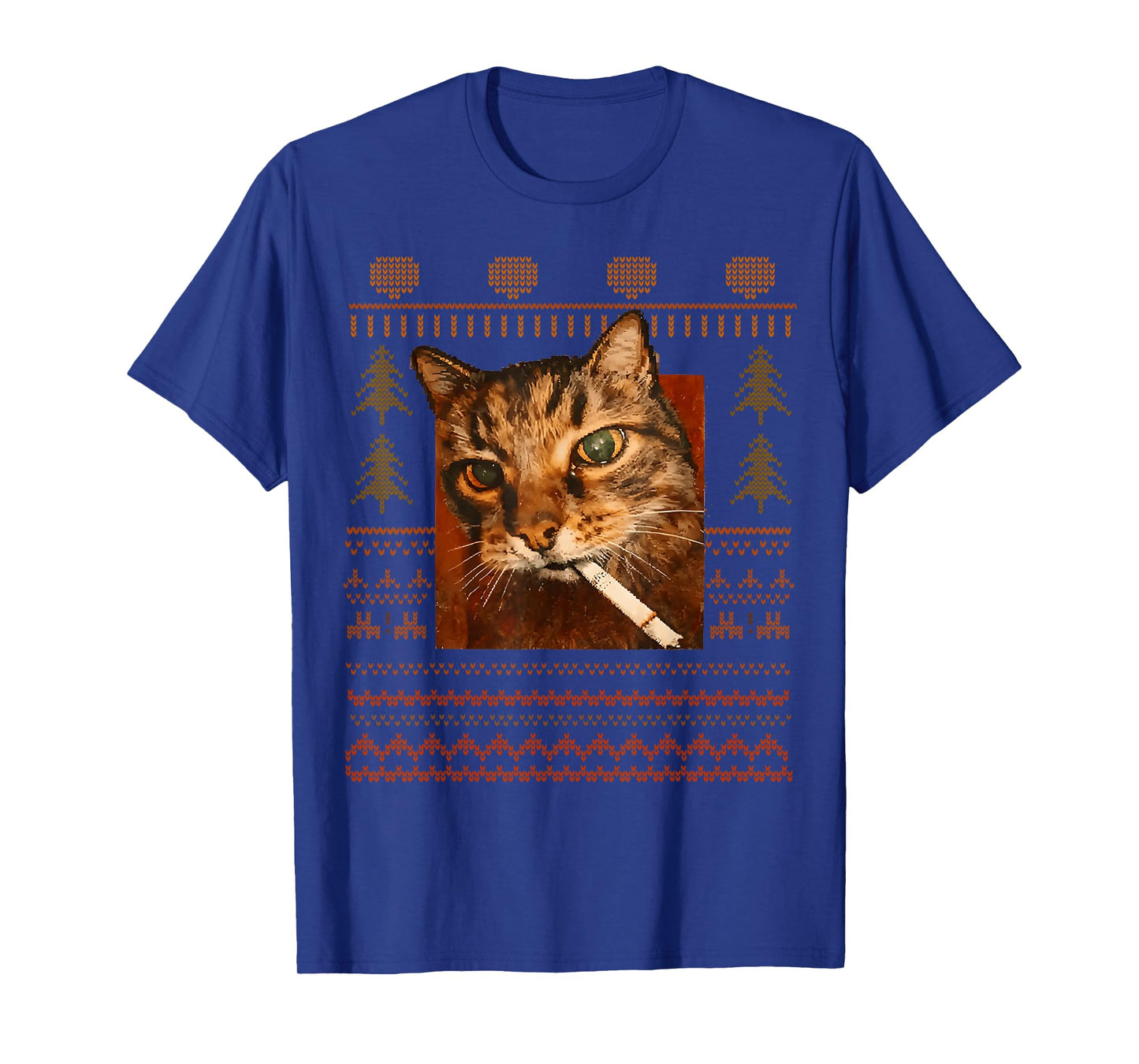 Funny Smoking Cat Meme Christmas Ugly for Men Women T-Shirt