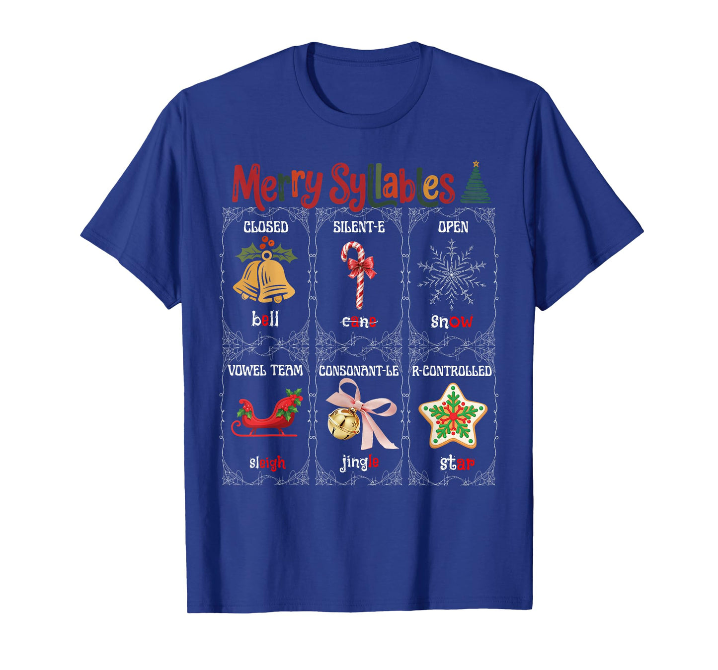 Merry Syllables Teacher Funny Christmas Educational Kids T-Shirt
